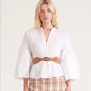 Veronica Beard Aileen Puffed-Sleeve Blouse